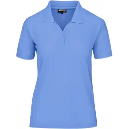 Ladies Basic Pique Golf Shirt Light Blue Front